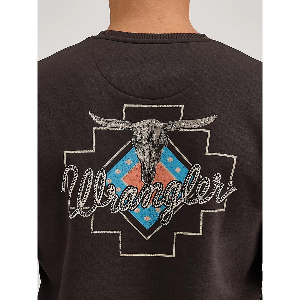 Men's Wrangler Graphic Long Sleeve Pullover in Espresso Product Image