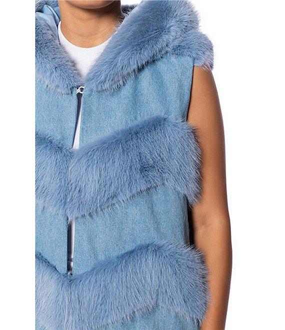 Azalea Wang Jemi Sleeveless Faux Fur Collared Long Vest Product Image