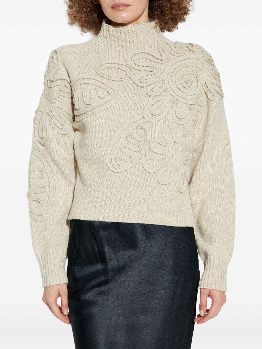 floral-applique mock-neck sweater Product Image