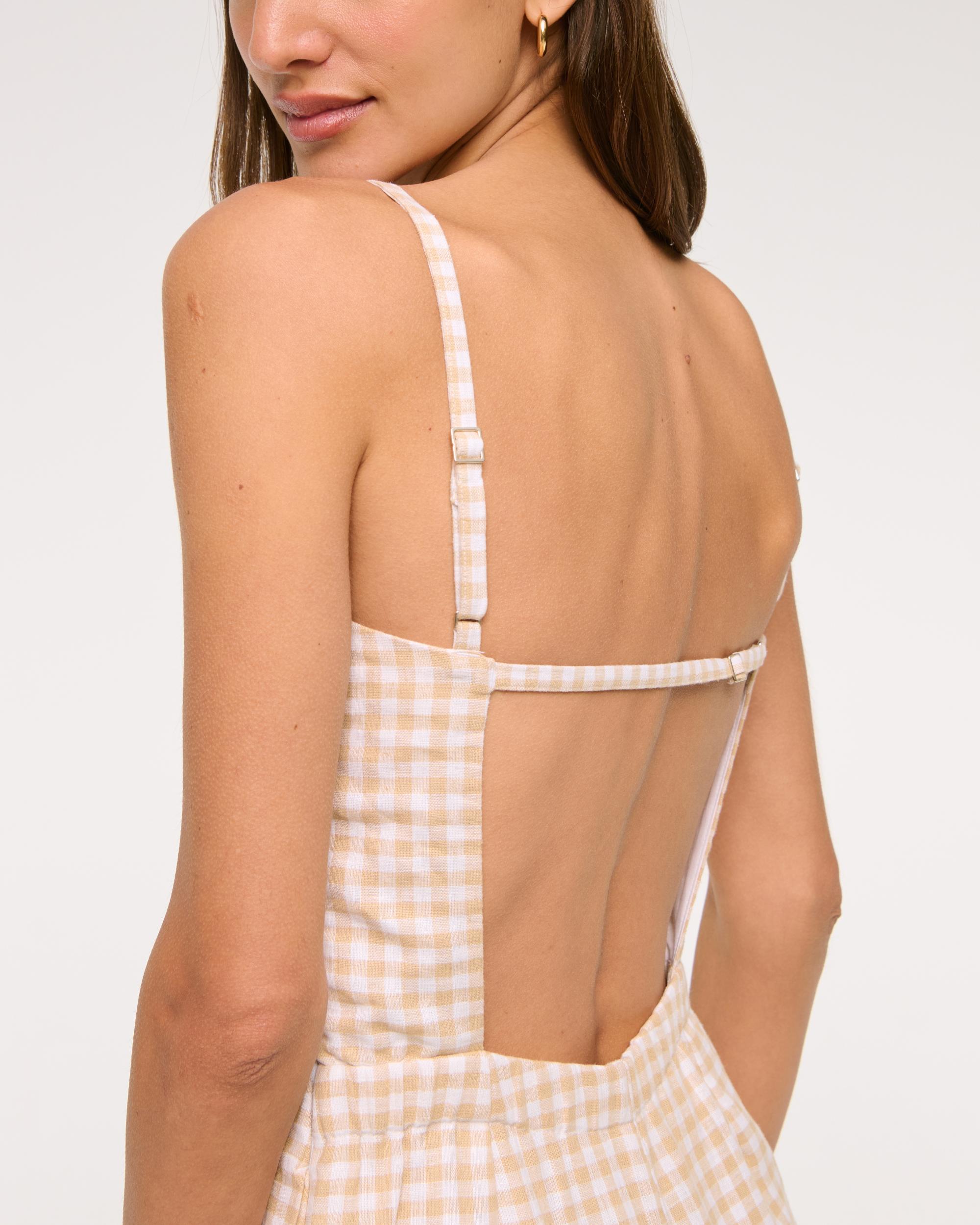 Apron Linen-Blend Romper Product Image