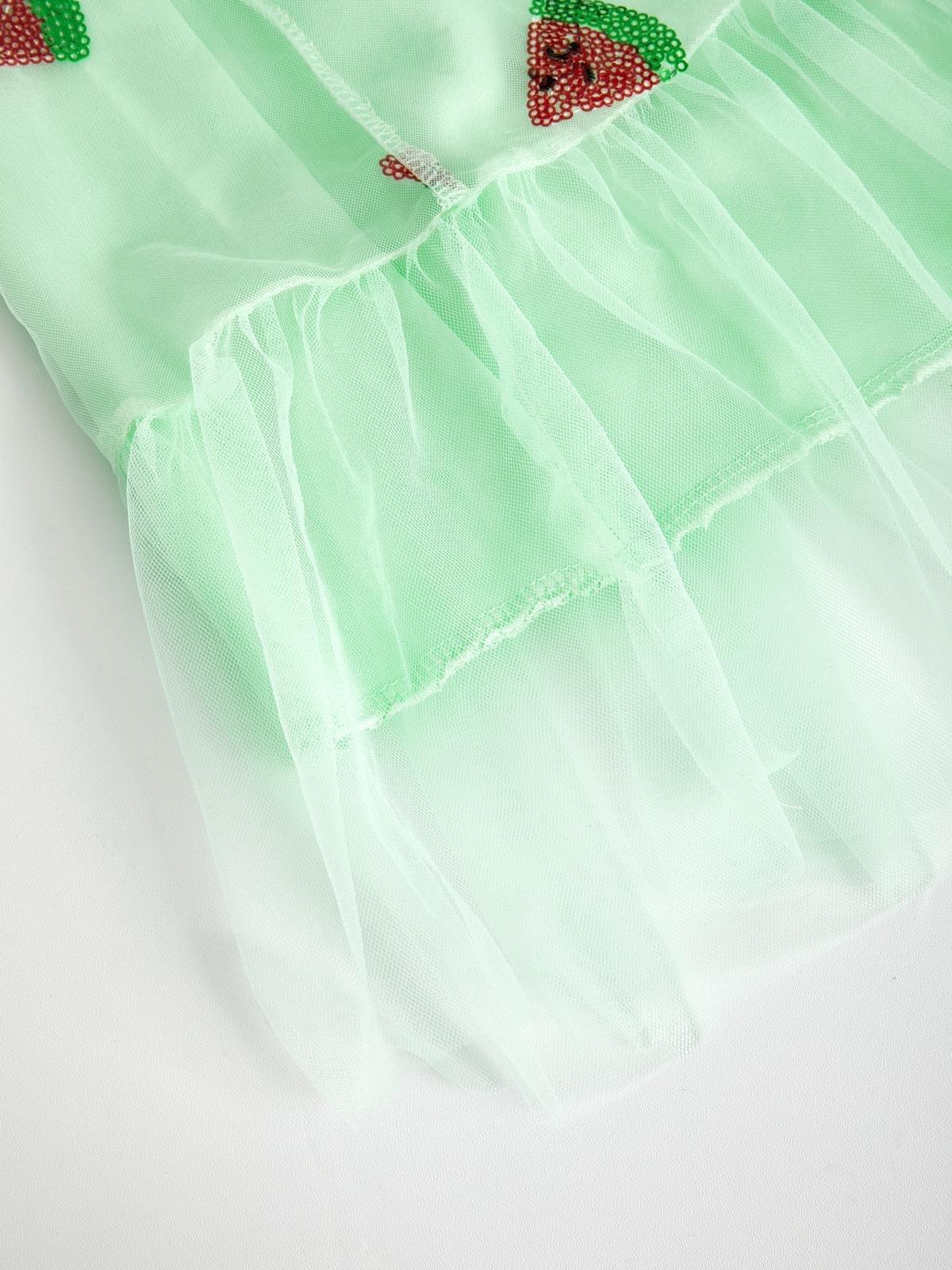 Sequin Ruffle Puff Sleeve Tulle Maxi Dress Product Image