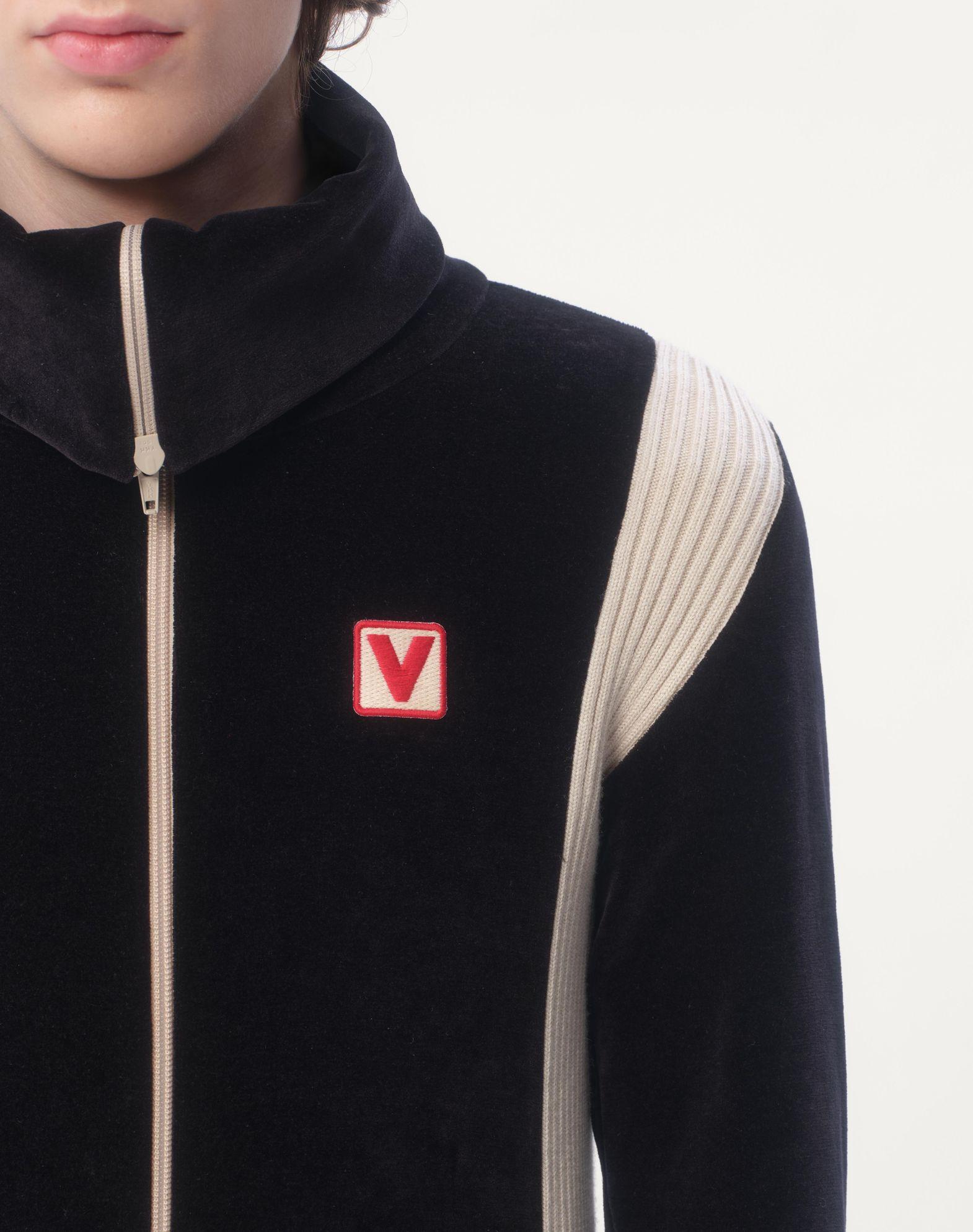 Chez Valentino Turtleneck Chenille Sweatshirt With Zipper And Patch Product Image
