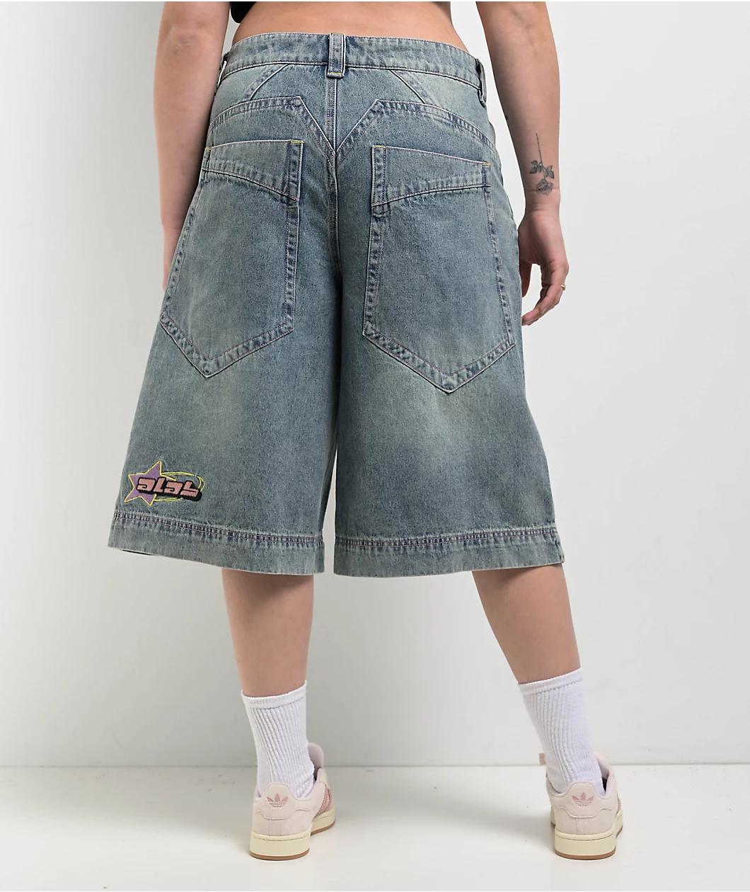 A.LAB Analog Star Cable Denim Shorts Product Image