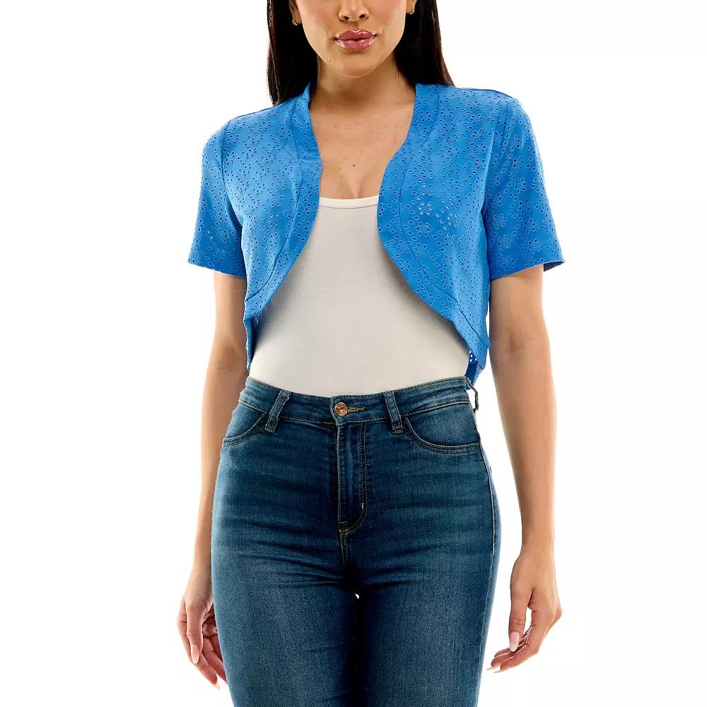 Women's Nina Leonard Eyelet Knit Bolero,  Product Image