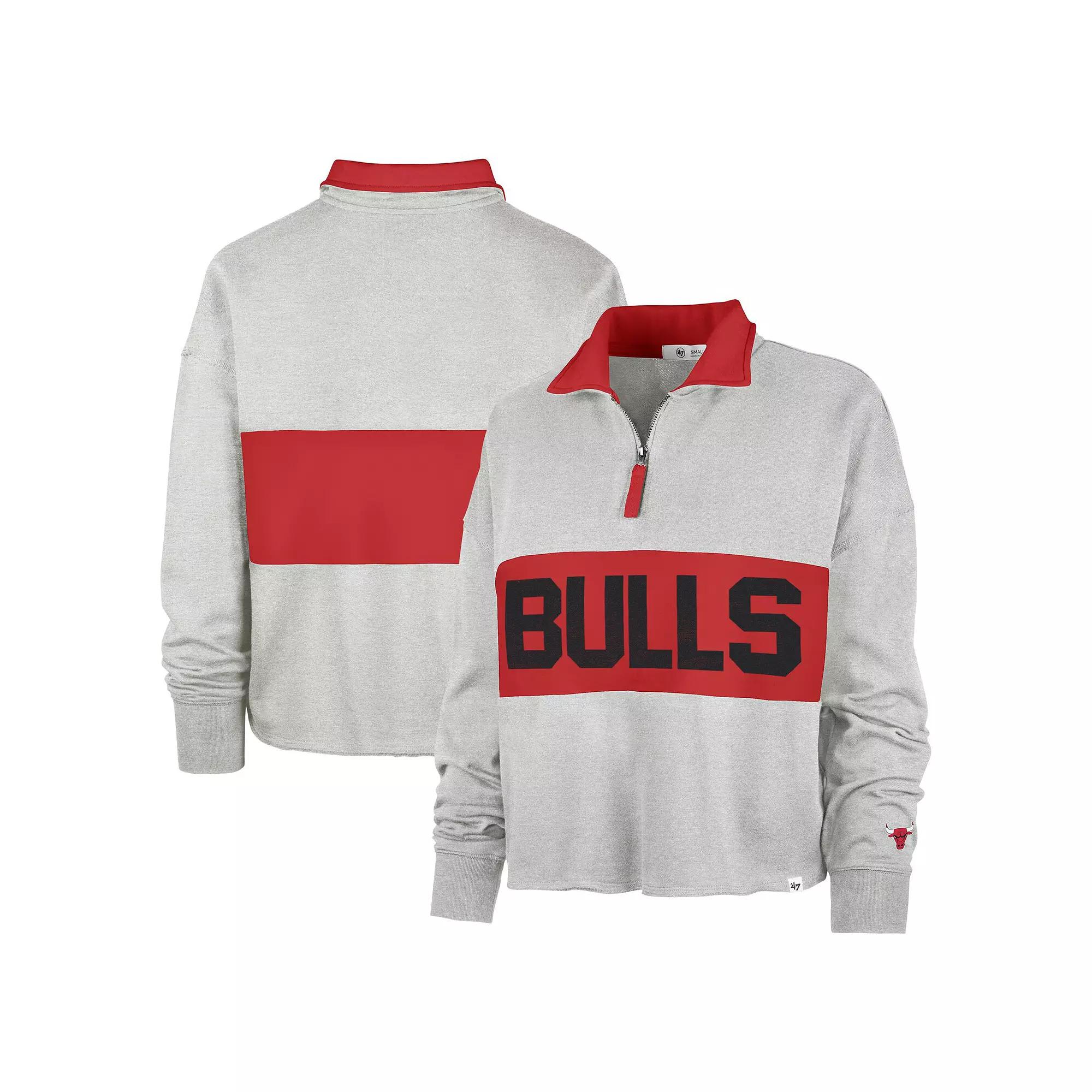 Women's '47 Heather Gray Chicago Bulls Breakthrough Remi Quarter-Zip Jacket, Size: Small, Grey Product Image