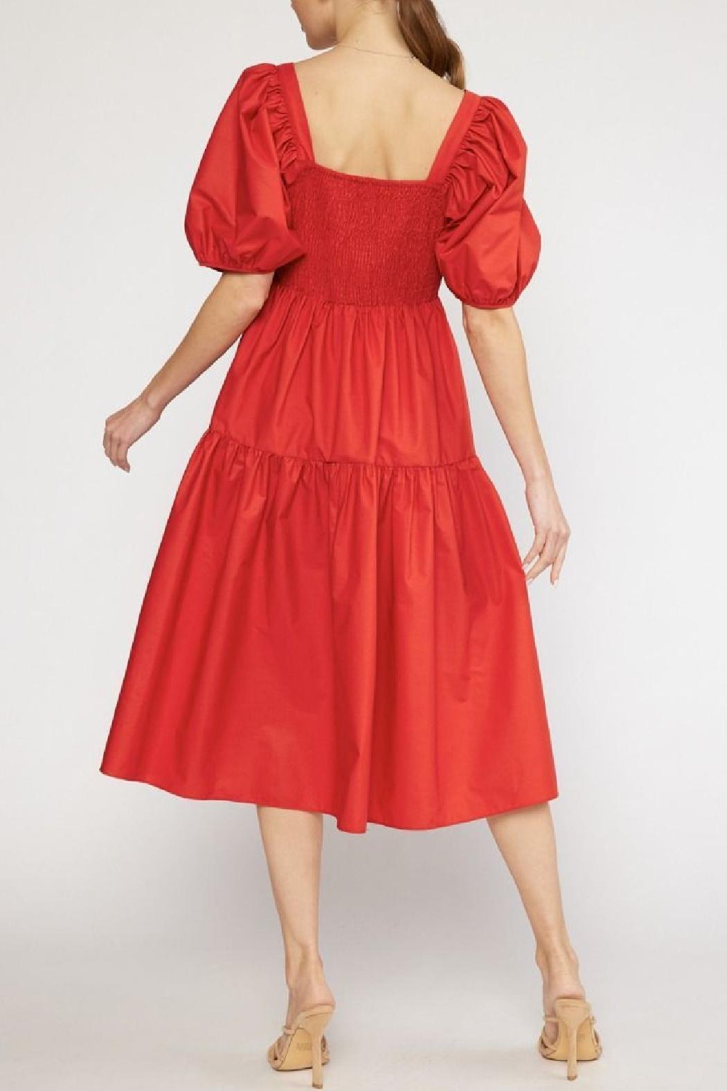 Puff Sleeve Midi Dress Product Image