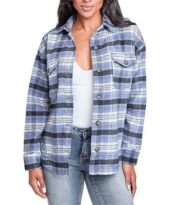 YMI Jeanswear Long Sleeve Plaid Shacket Product Image