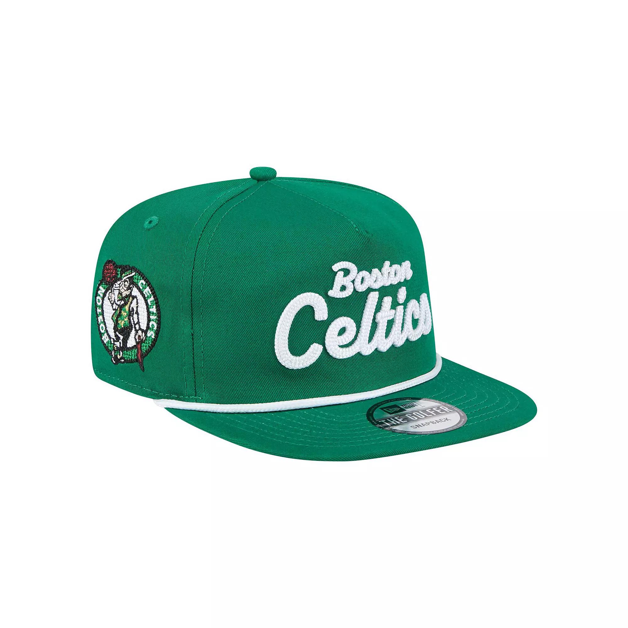 Men's New Era Kelly Green Boston Celtics Team Text Golfer Snapback Hat Product Image