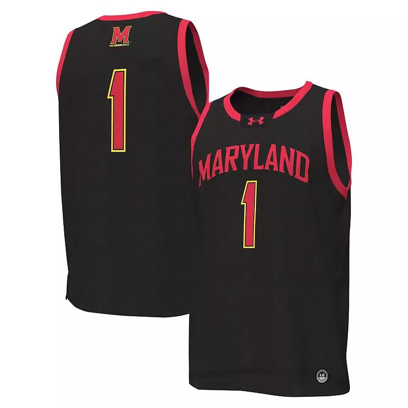 Men's Under Armour #1 Black Maryland Terrapins Replica Basketball Jersey,  Product Image