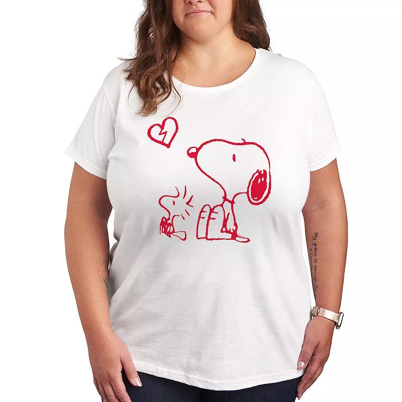 Plus Peanuts Snoopy & Woodstock Broken Heart Graphic Tee, Women's,  Product Image