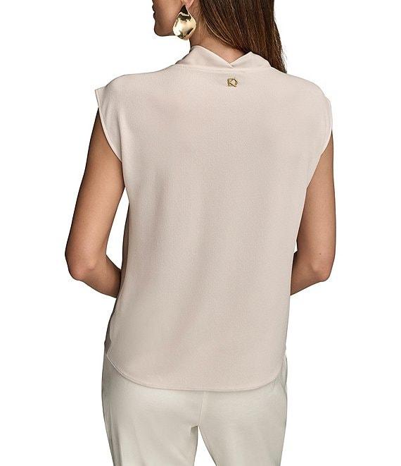 Donna Karan Mixed Media Cowl Neck Cap Sleeve Top Product Image