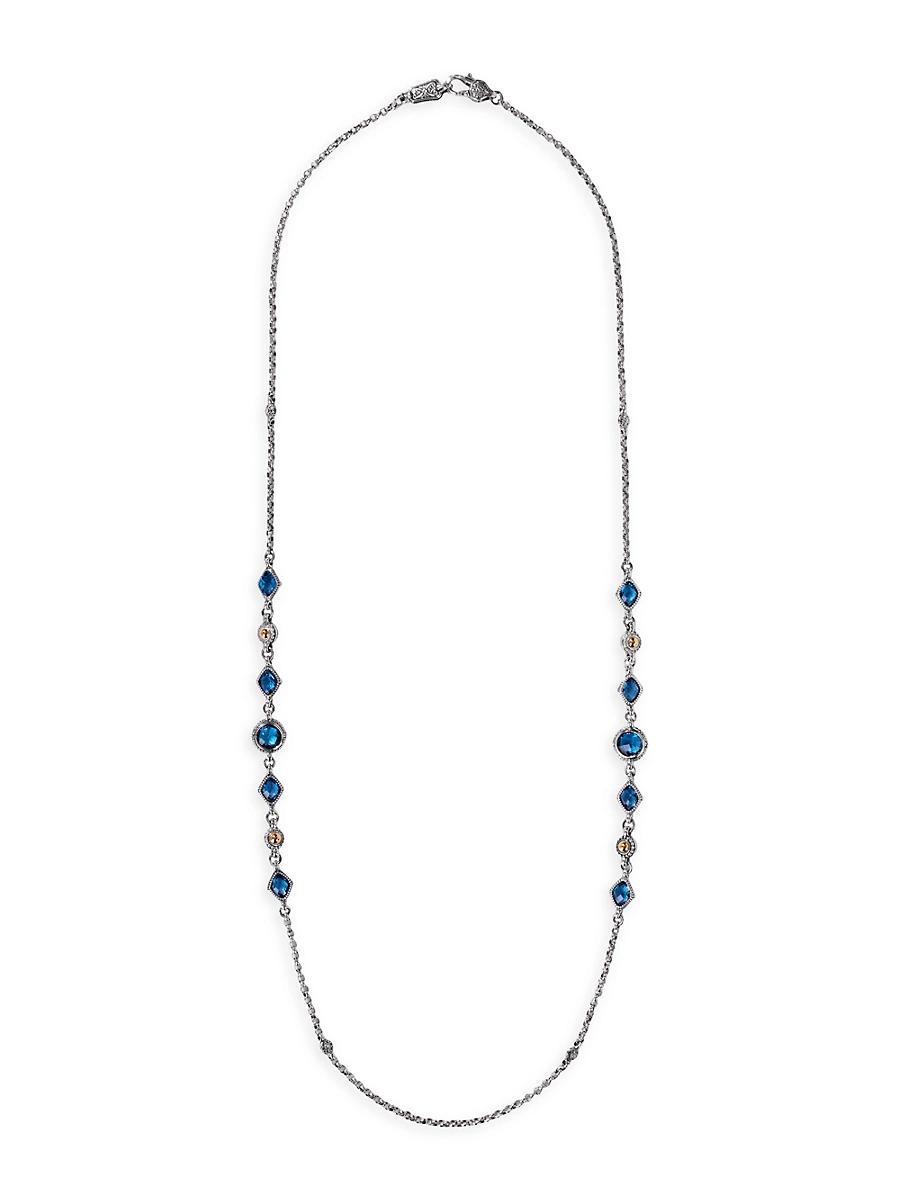 Womens Anthos Sterling Silver, 18K Gold & Blue Spinel Necklace Product Image