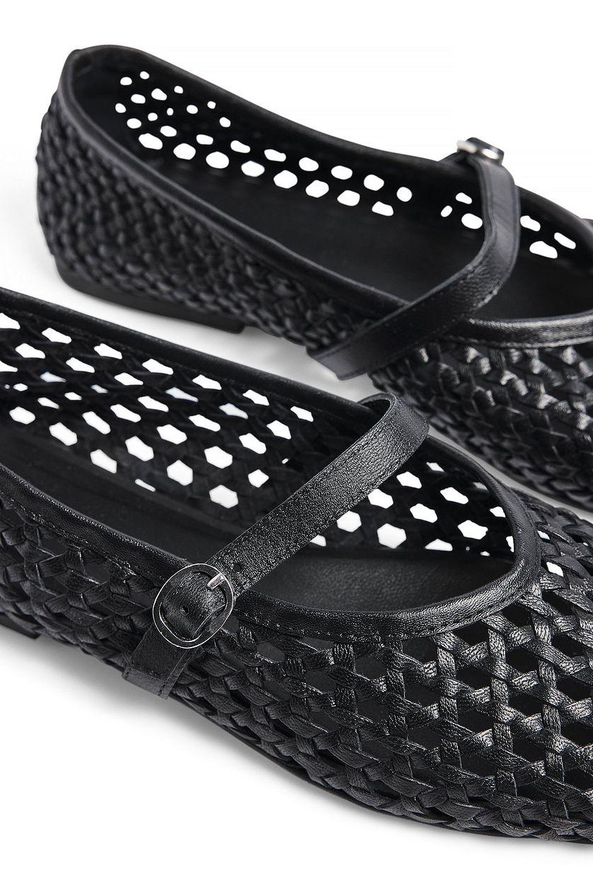 Woven Leather Ballerinas Product Image