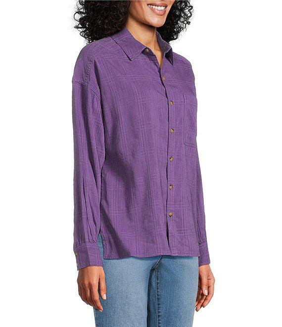 Westbound Woven Collared Oversized Long Sleeve Top Product Image