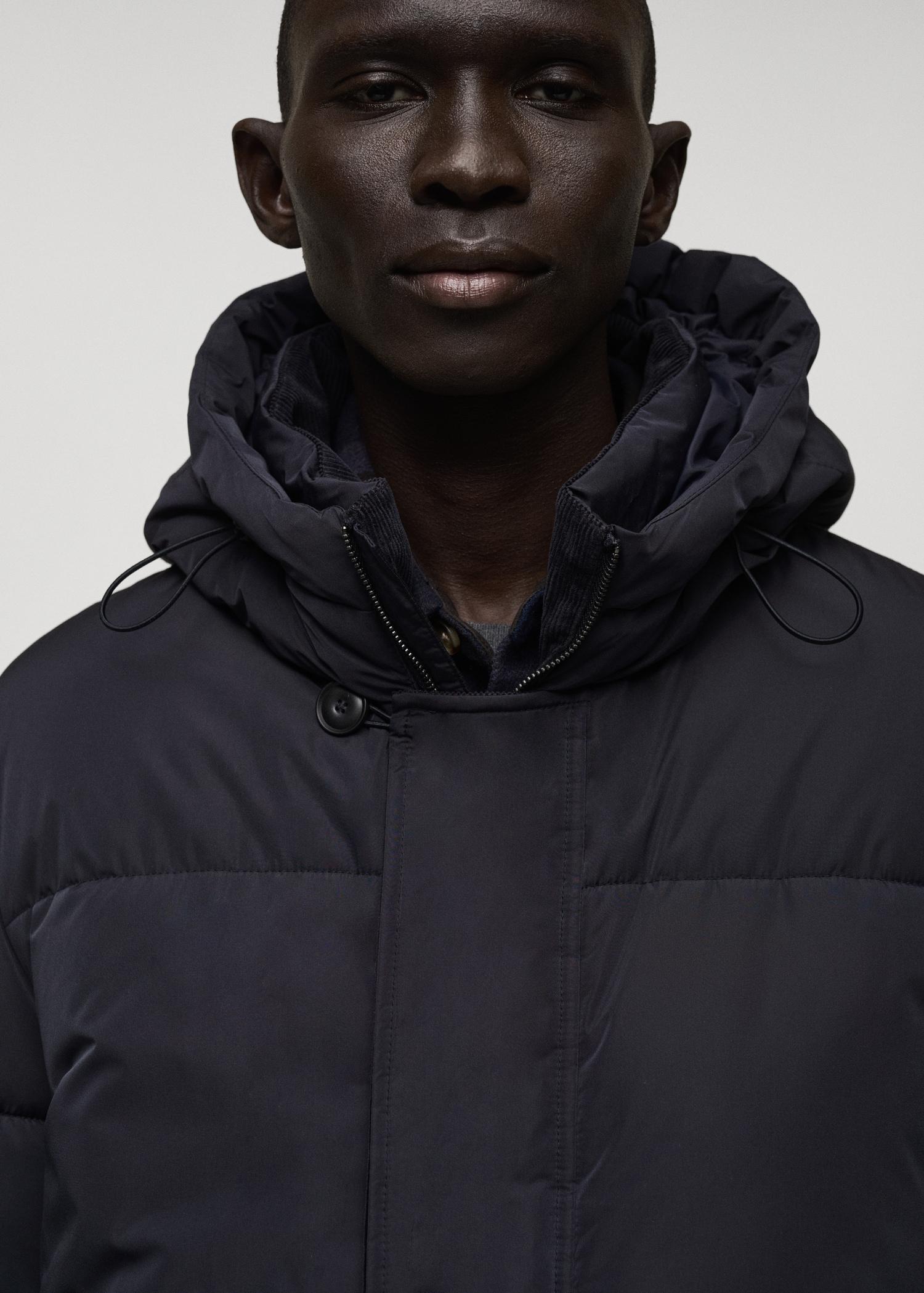 Water-repellent hooded quilted anorak - Men | MANGO USA Product Image