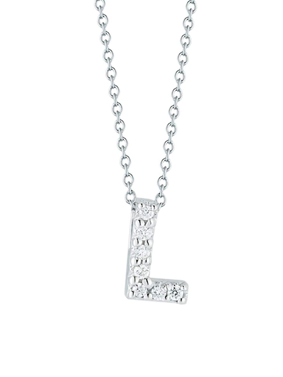 Womens Tiny Treasures 0.08 TCW Diamond & 18K White Gold Initial Necklace Product Image