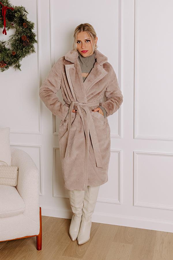Warm Embrace Plush Coat In Taupe Product Image