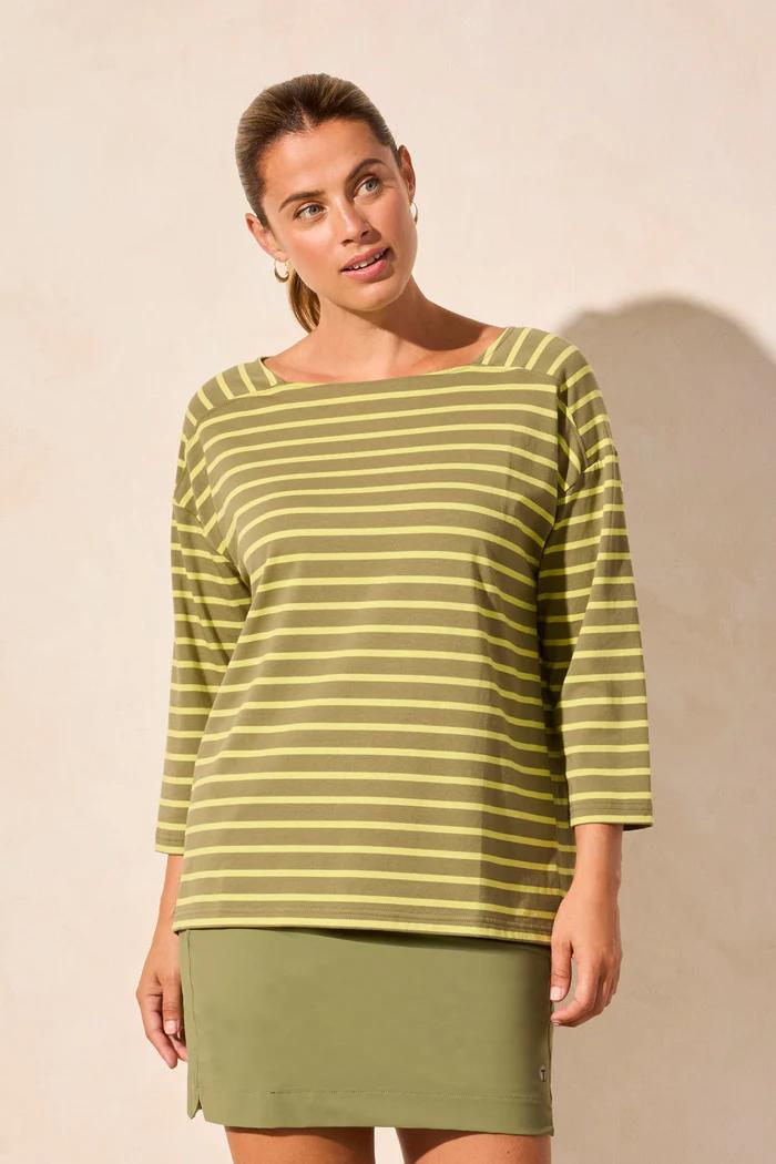 Stripe Jersey Boat Neck Top Product Image