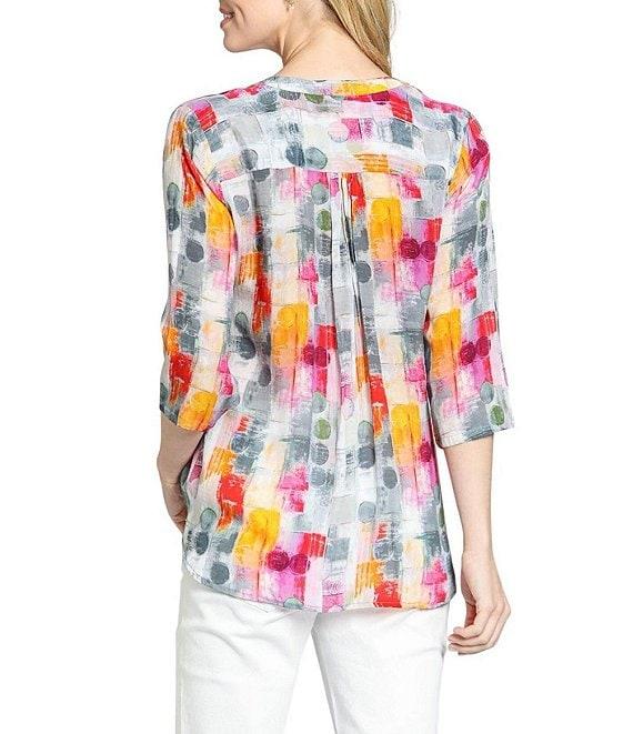 APNY Woven Printed Tassel V-Neck Long Sleeve Blouse Product Image