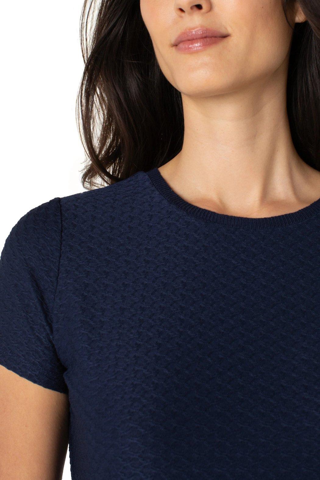 Short Sleeve Crew Neck Tee w/ Rib Trim - Dark Navy Product Image