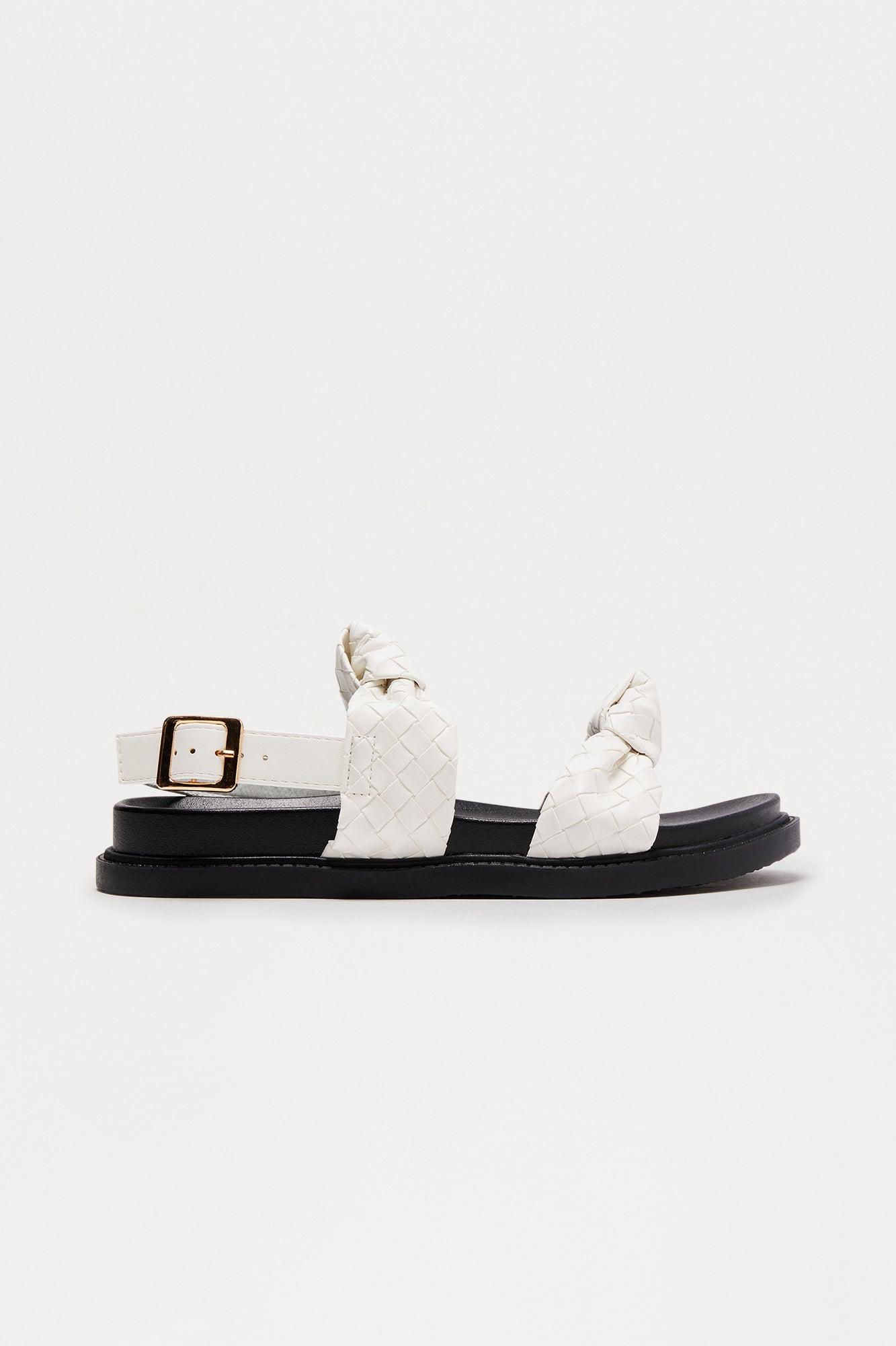 Russ Woven Faux Leather Slides - White Female Product Image