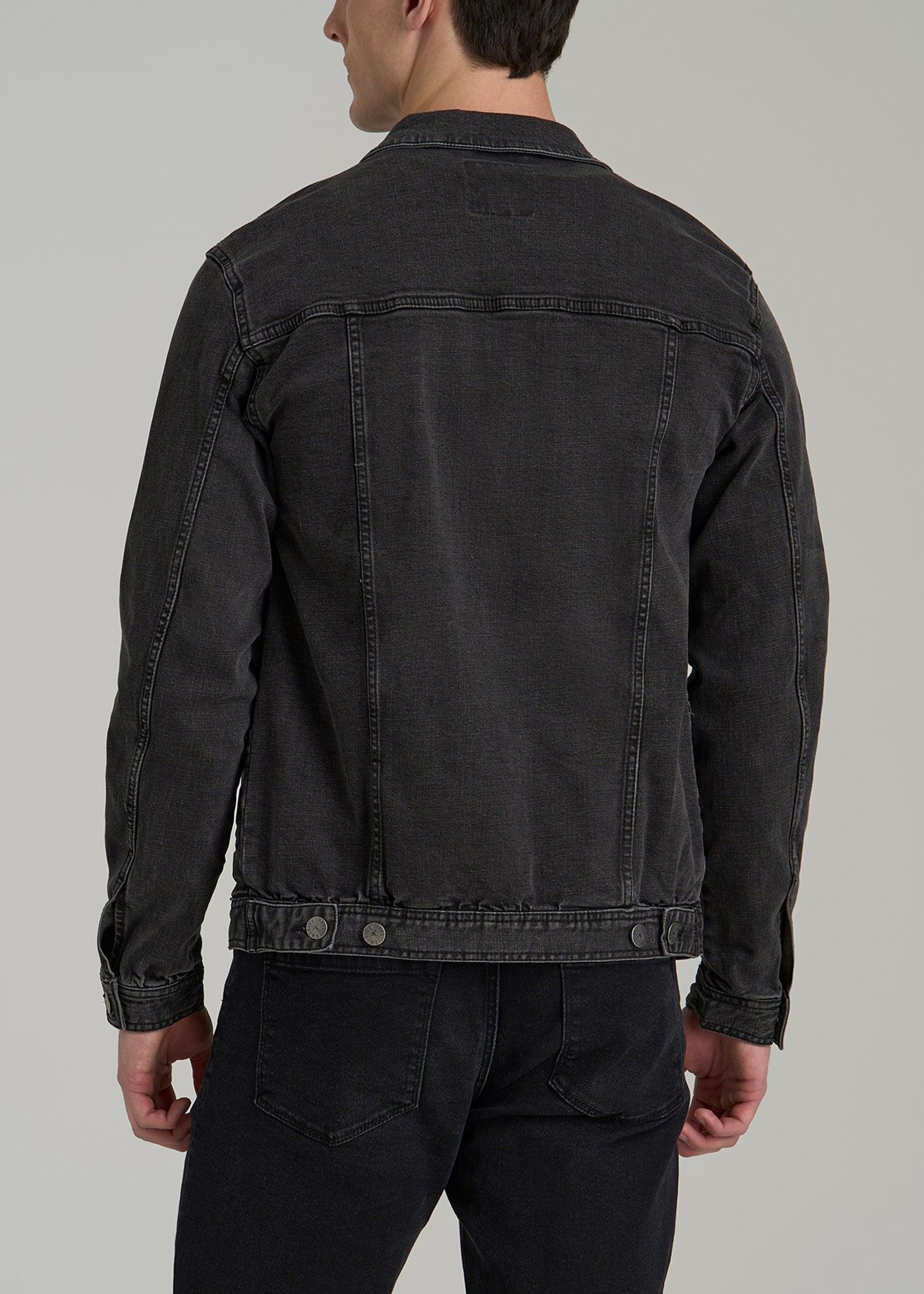 Denim Trucker Jacket for Tall Men in Washed Black Male Product Image