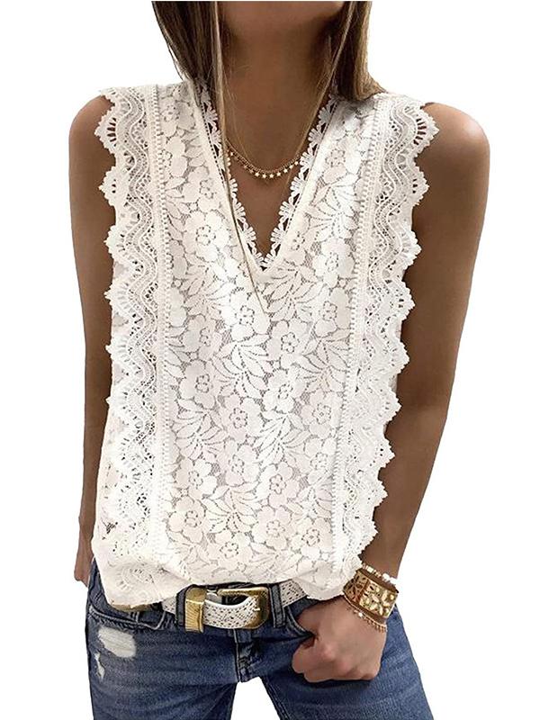 Original Lace Solid Color Loose Vest Top Product Image