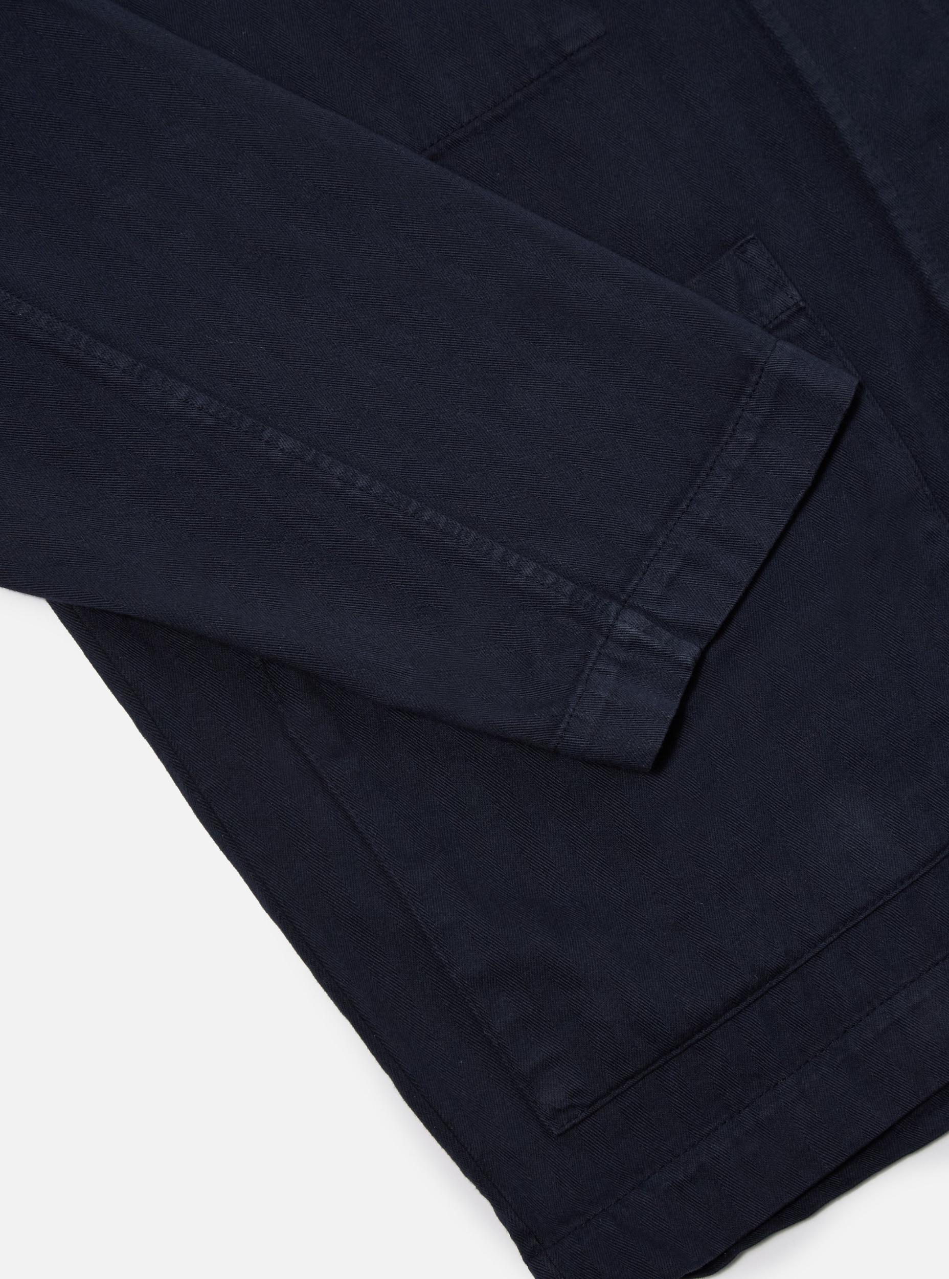 Dark Navy Herringbone Cotton Coverall Jacket Product Image