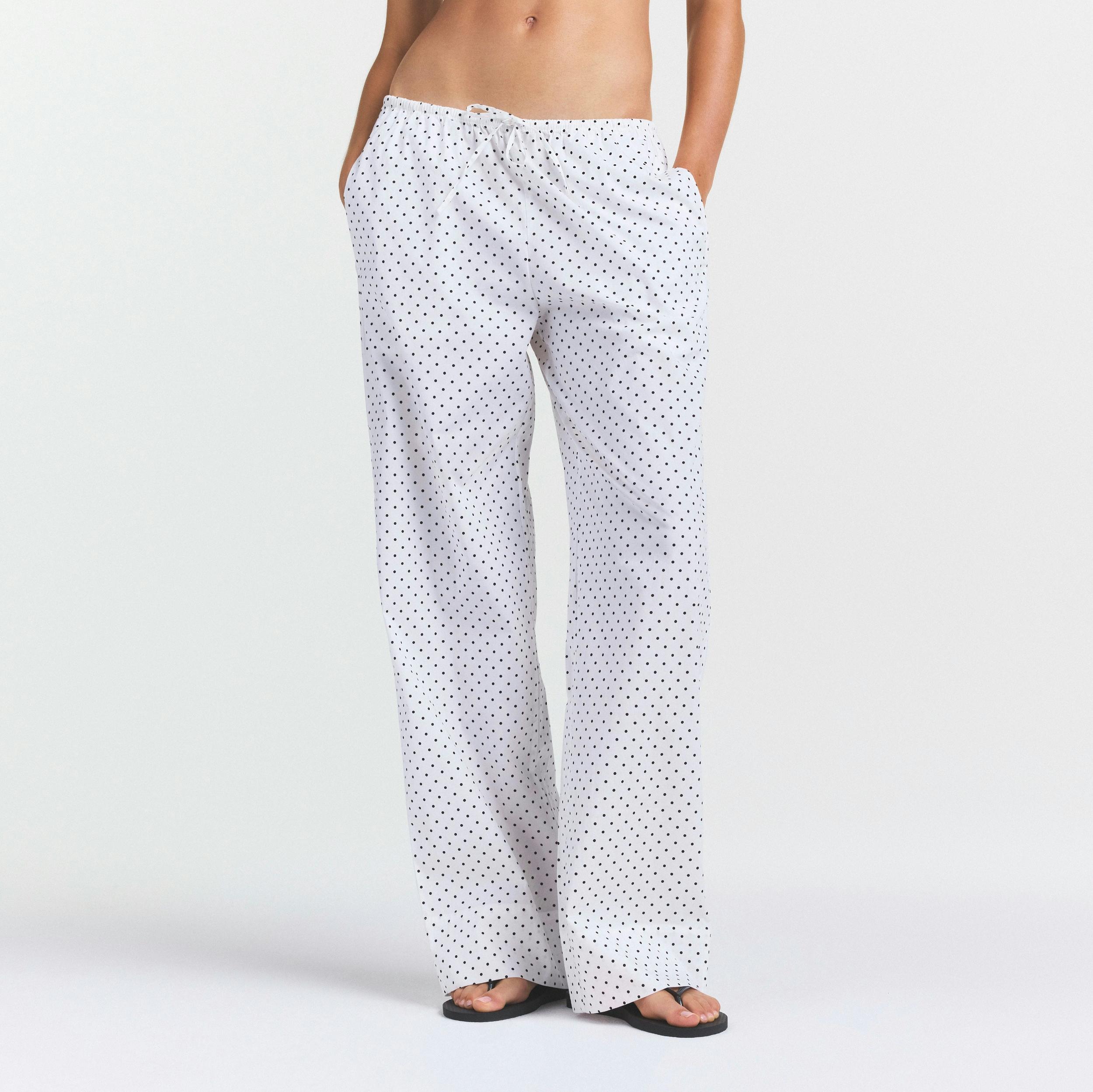 COTTON POPLIN SLEEP STRAIGHT LEG PANT | ONYX DOT PRINT Product Image