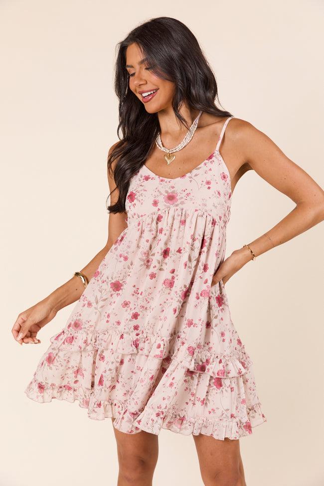 Hope Red Neutral Floral Mini Dress SALE Product Image