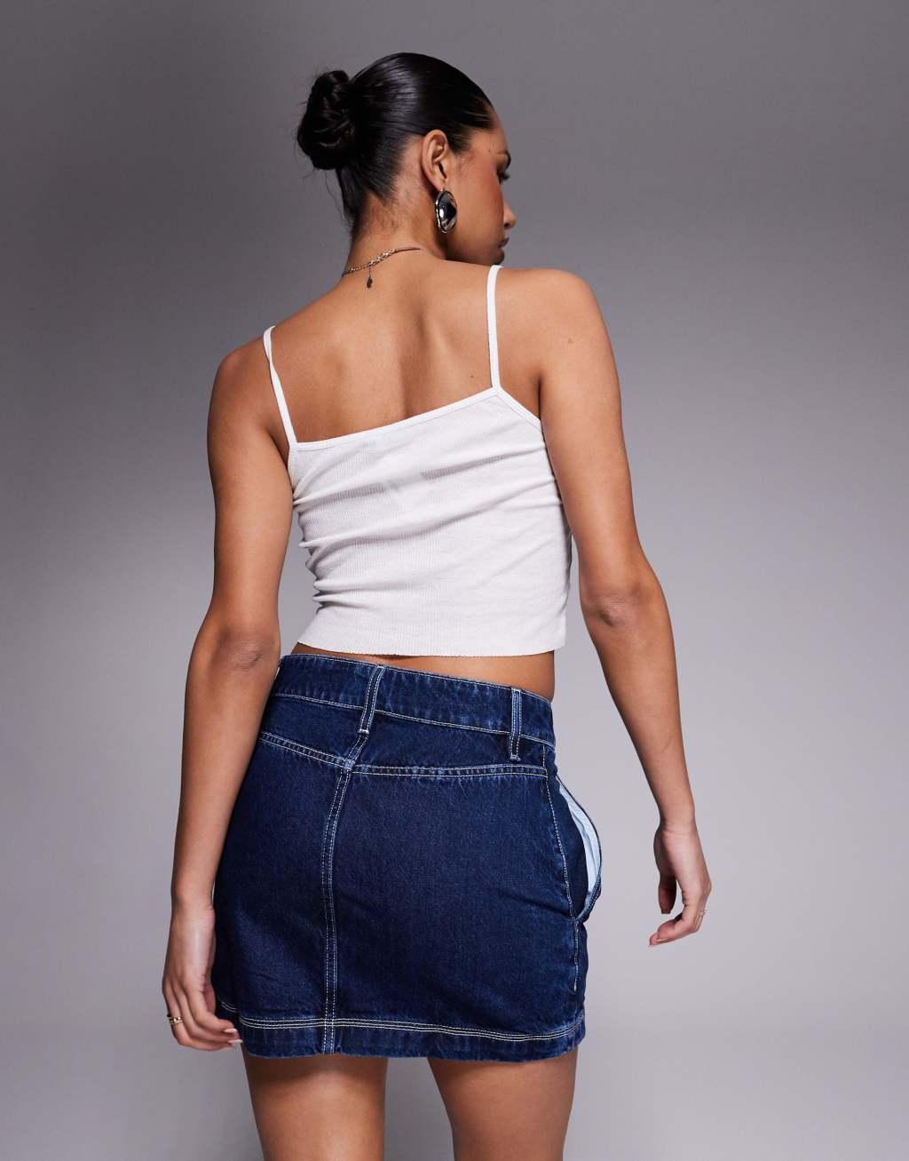 HUGO Blue Garalia denim skirt in dark blue Product Image