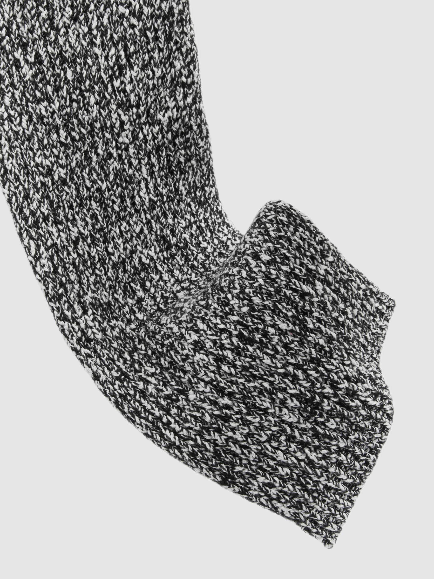 Cotton-Wool Ribbed Mouliné Scarf in Black/White Product Image