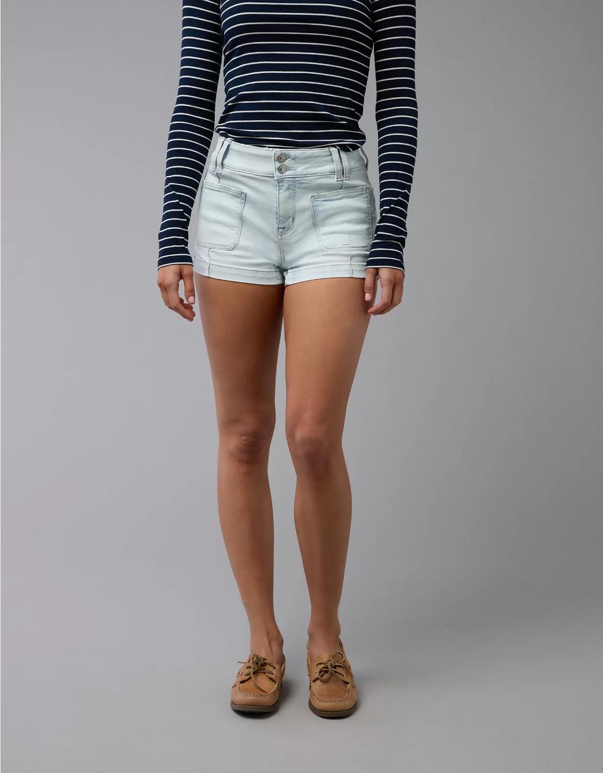 AE Next Level Ripped High-Waisted Denim Short Short Product Image