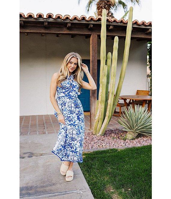 J.Marie Hayden V-Neck Sleeveless Ric Rac Trim Midi A-Line Dress Product Image