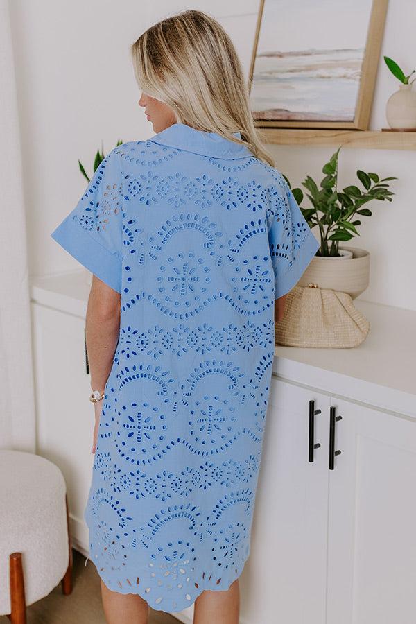 Smiles And Sorbet Eyelet Mini Dress in Sky Blue Product Image