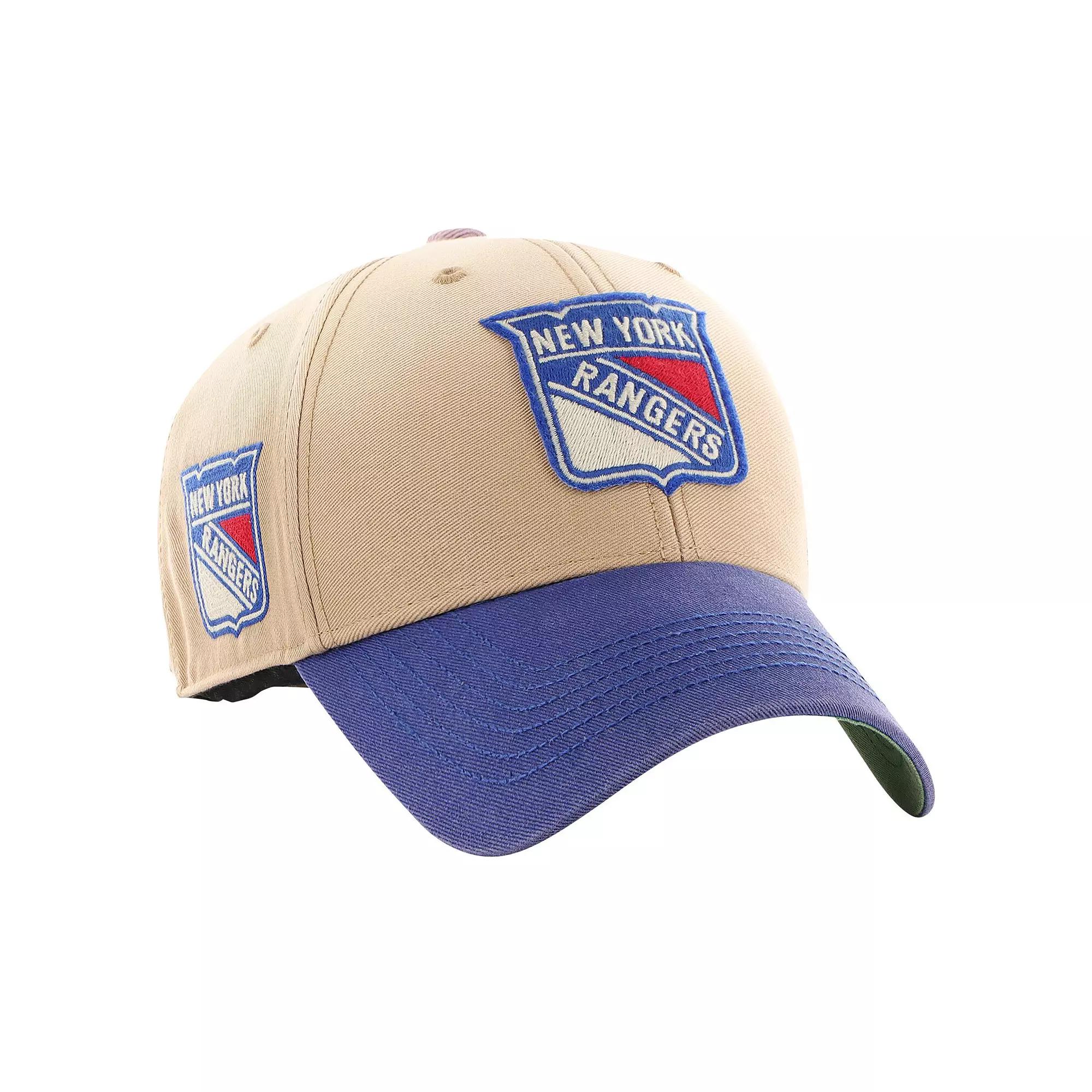 Men's '47 Khaki/Blue New York Rangers Dusted Sedgwick MVP Adjustable Hat, Ran Beig K Product Image
