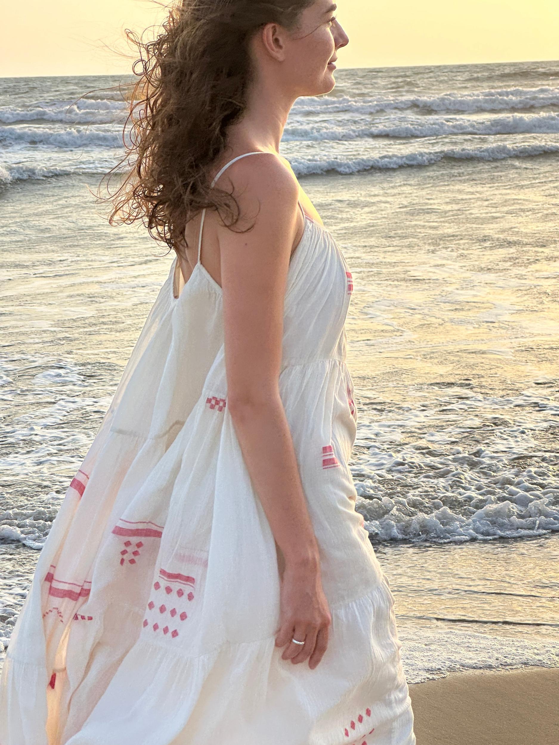 Ruffle Tiered Handwoven Slip Dress Product Image