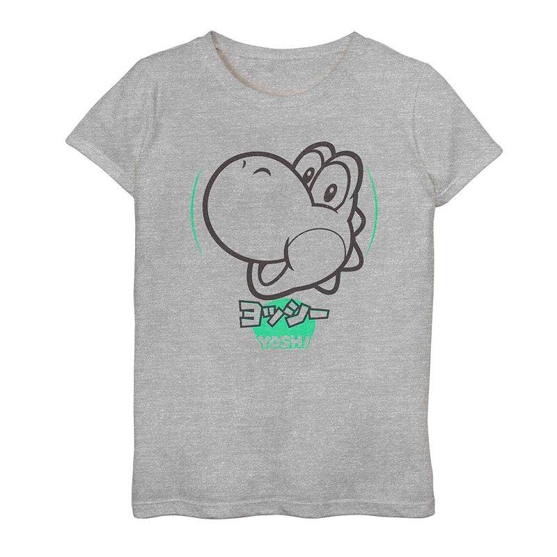 Girls 7-16 Nintendo Yoshi Kanji Logo Tee, Girl's, Size: Large, Athletic Grey Product Image
