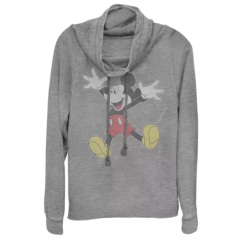 Disney's Mickey Mouse Juniors' Jumping for Joy Cowlneck Graphic Lightweight Long Sleeve, Girl's,  Product Image