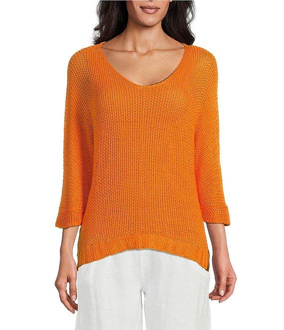 M Made in Italy V-Neck 3/4 Sleeve Knit Top Product Image