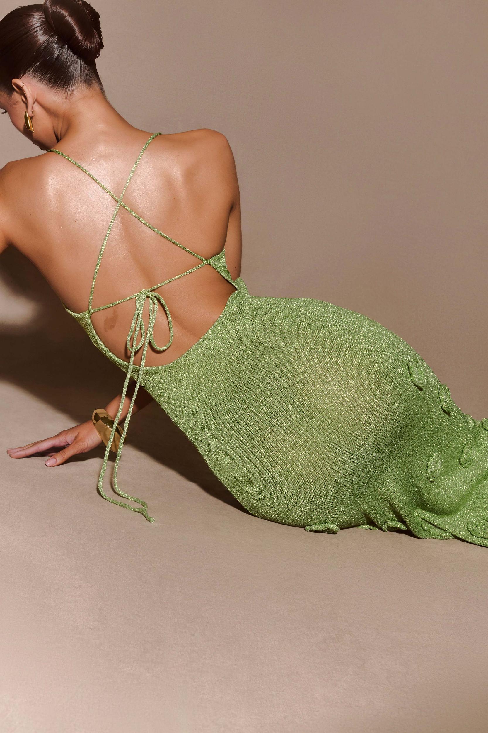 Suki Metallic Knit Maxi Dress - Pastel Green Product Image