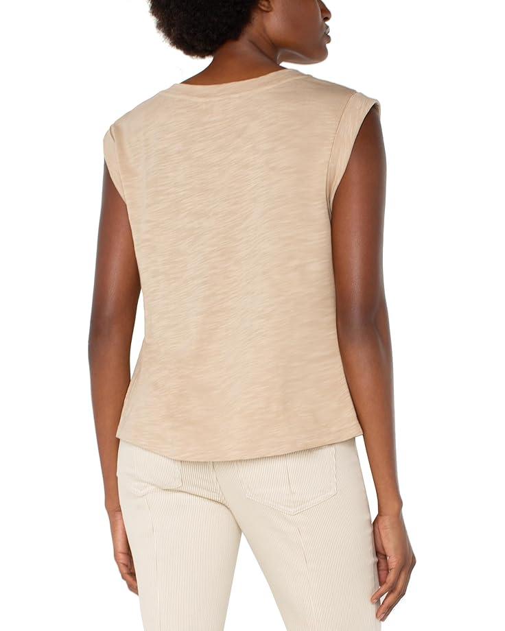 Sleeveless Cropped Shirt With Elastic at Waist Product Image