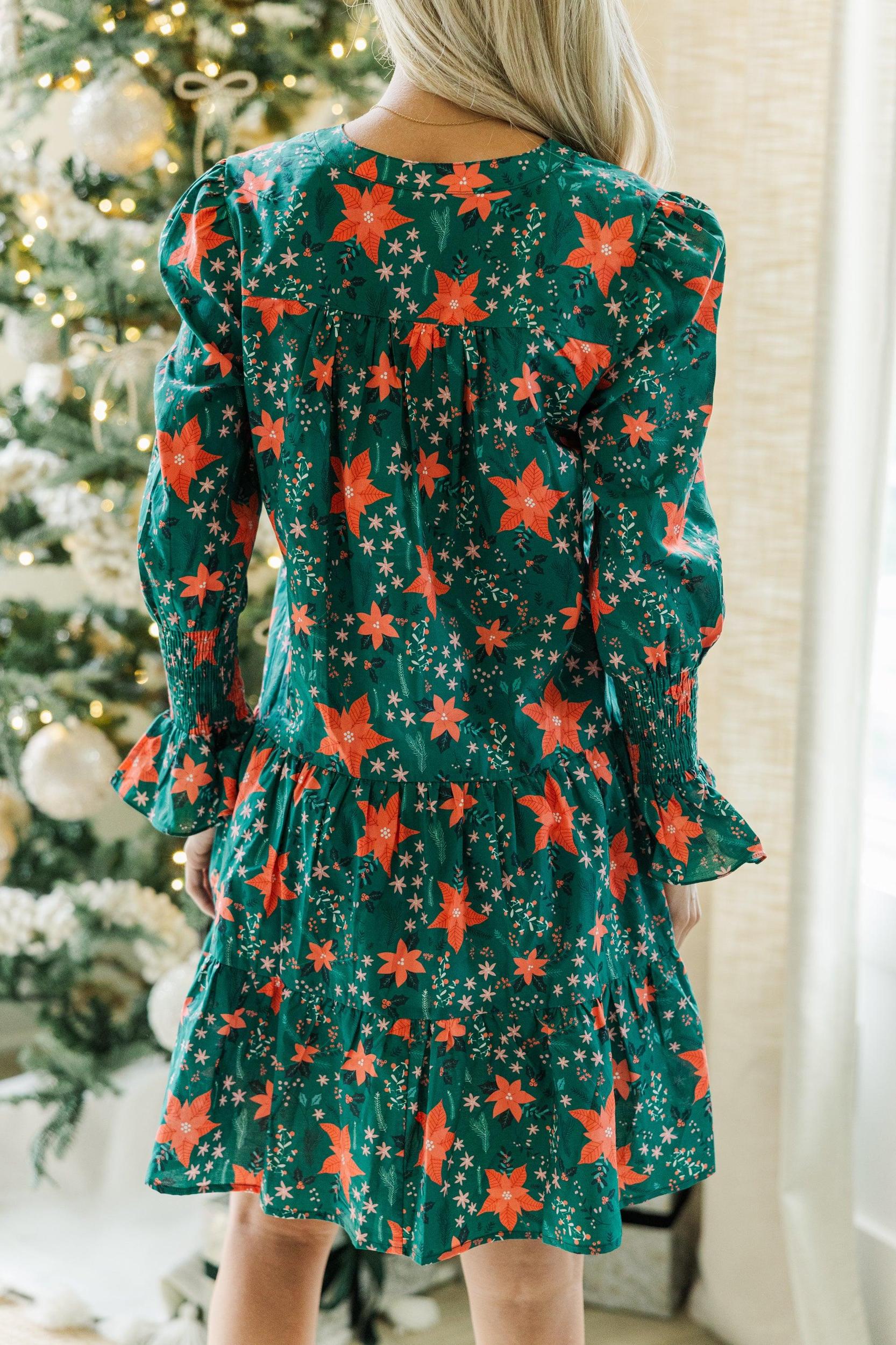 In Your Happy Place Emerald Floral Dress Female Product Image