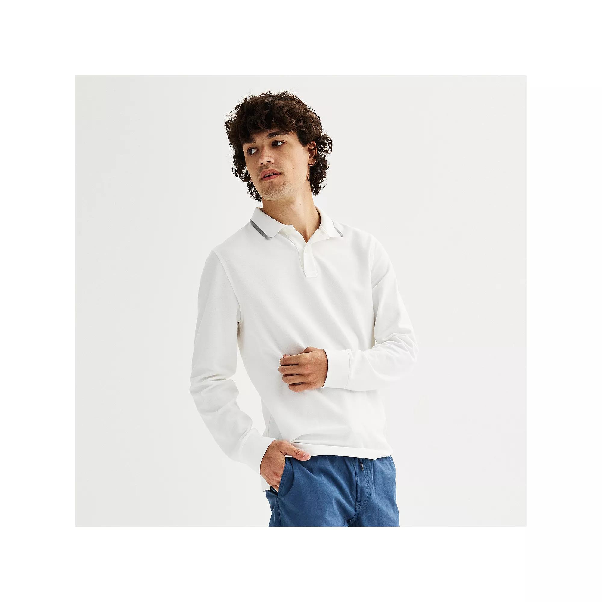 Men's Sonoma Goods For Life® Long Sleeve Pique Polo,  Product Image