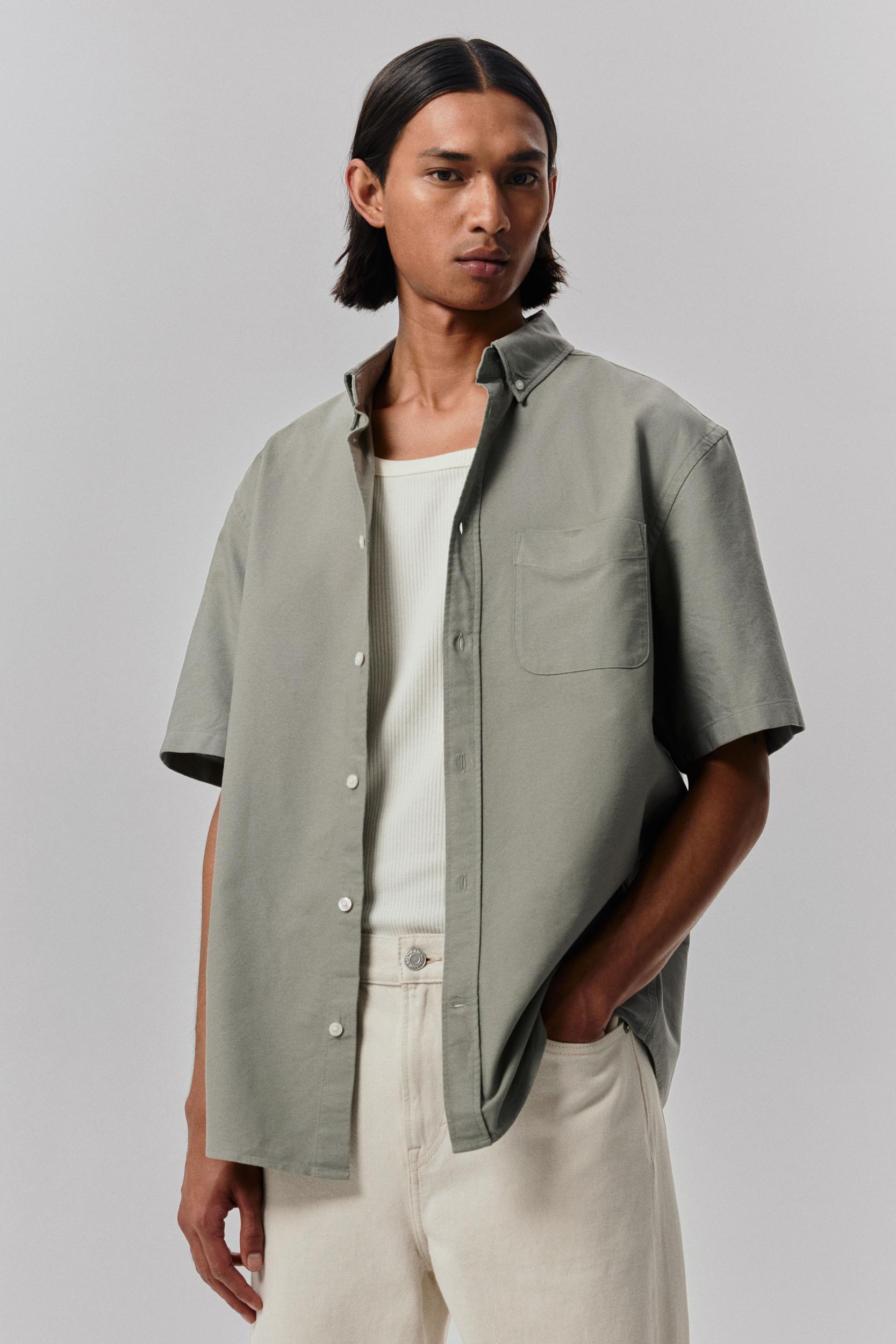 Regular-Fit Short-Sleeved Oxford Shirt Product Image