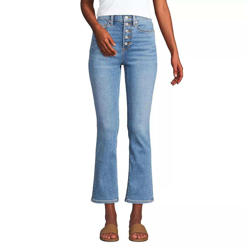 Women's Lands' End Recover High Rise Button Front Kick Flare Crop Jeans,  Product Image