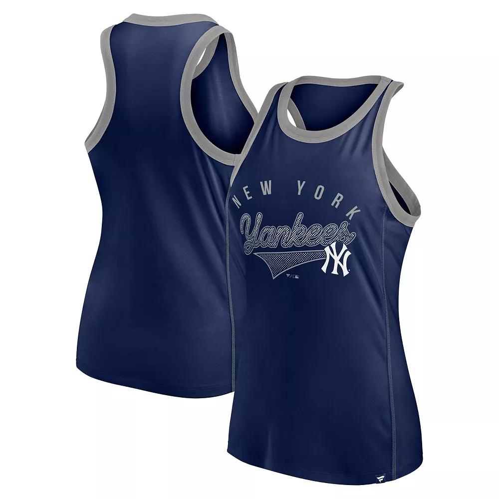Women's Fanatics Branded Navy New York Yankees Tailsweep Fashion Racerback Rhinestone Tank Top,  Product Image