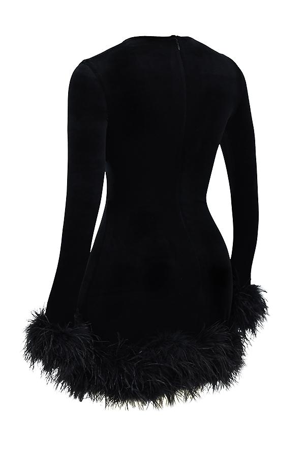 Lavinia  black velvet mini dress Product Image