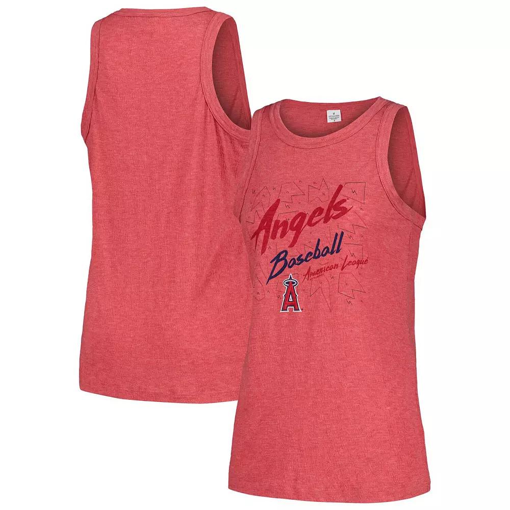 Women's Soft as a Grape Red Los Angeles Angels Gauze High Neck Tank Top,  Product Image