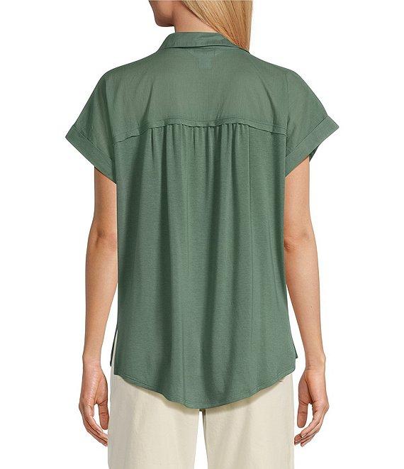 Tommy Bahama Kauai Hybrid Solid Stretch Jersey Camp Collar Short Sleeve Button Front Shirt Product Image